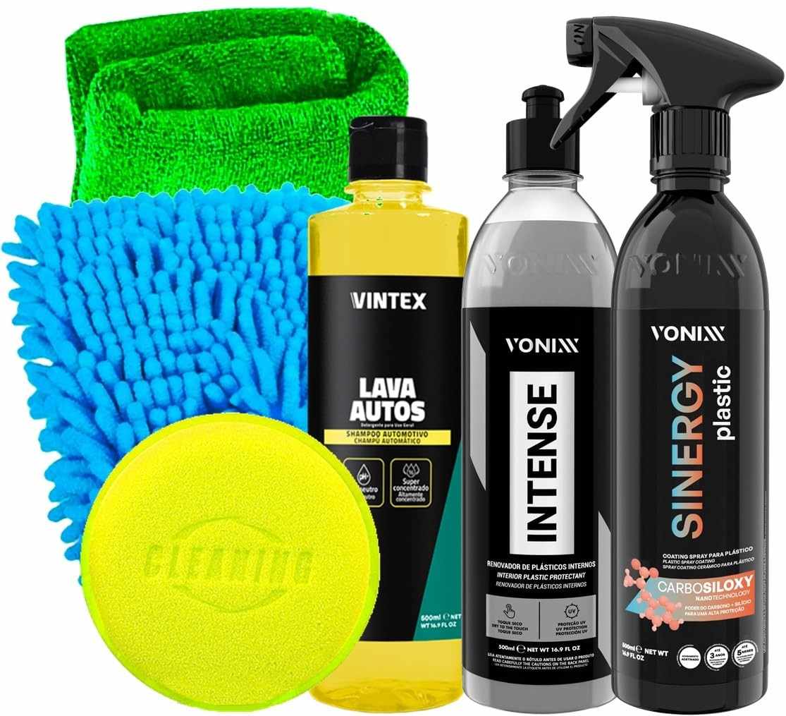 Kit Completo Sinergy Plastic Intense Vonixx: Proteção e Brilho Impecáveis para seu Carro