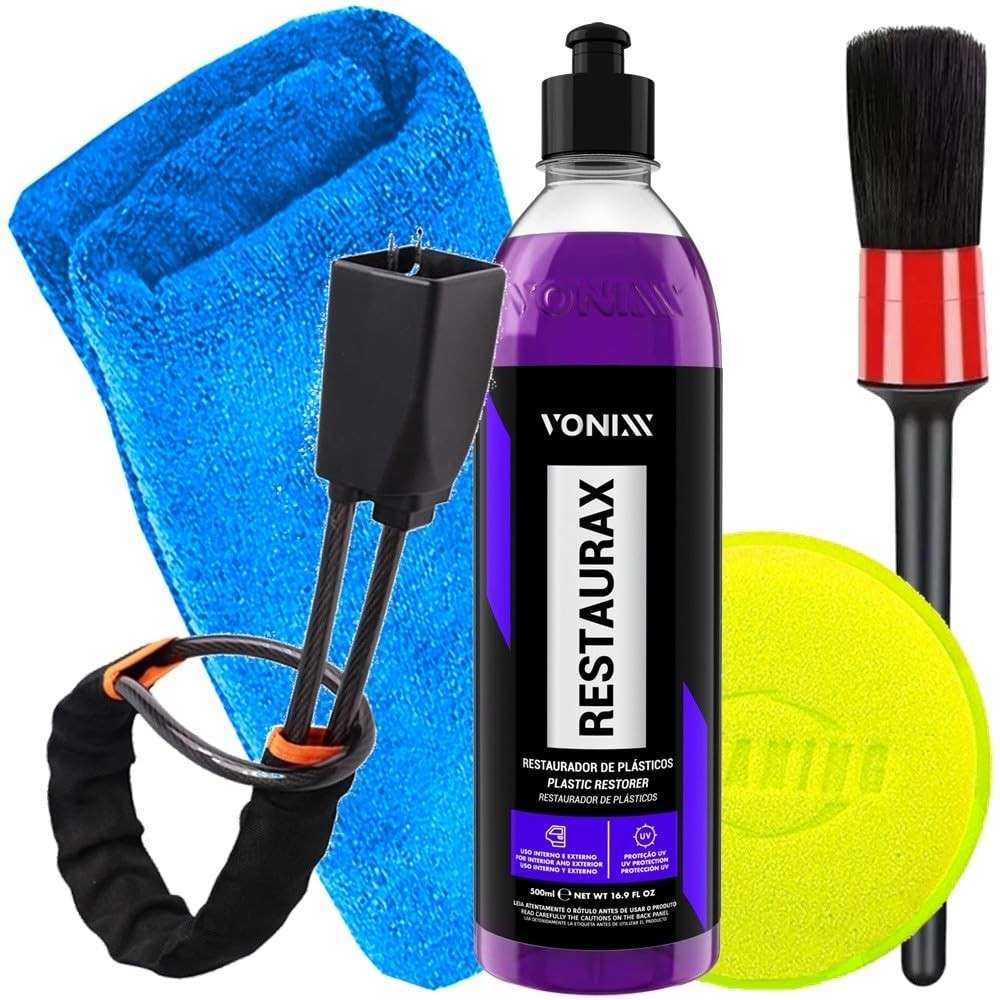 Kit Essencial Restaurax 500ml Vonixx + Trava Volante Karbox: Segurança e Brilho para Seu Carro