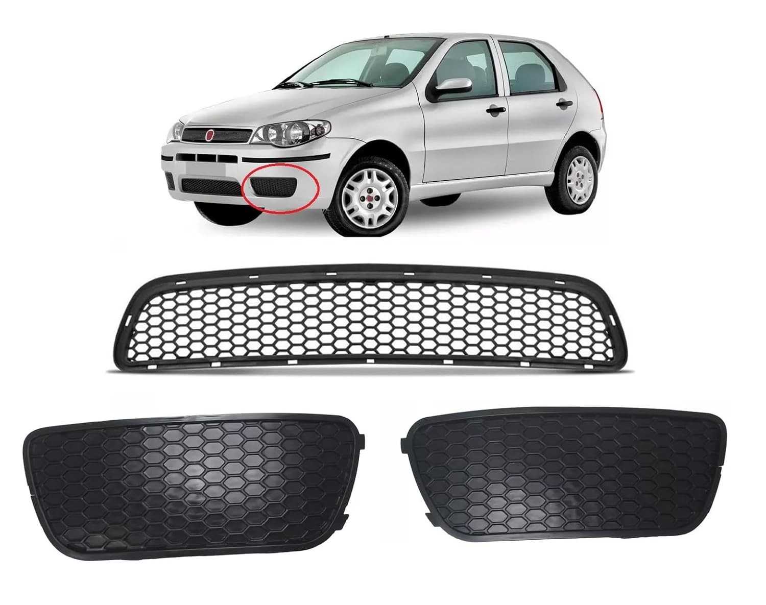 Kit 3 Grades de Para-choque Fiat Palio 2004-2009: Renove o Visual do Seu Carro!