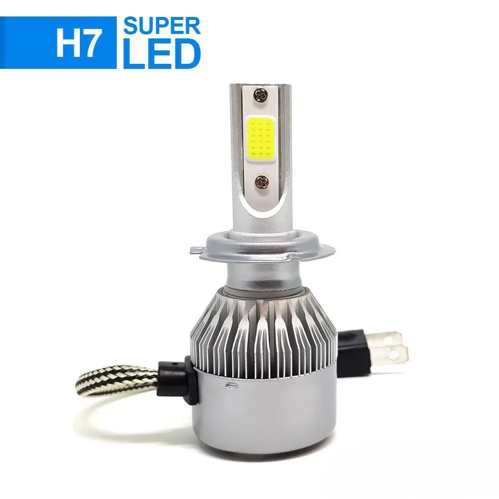 Par Lâmpada H7 LED Super Forte Branco Frio C6: Iluminação Premium para seu Carro