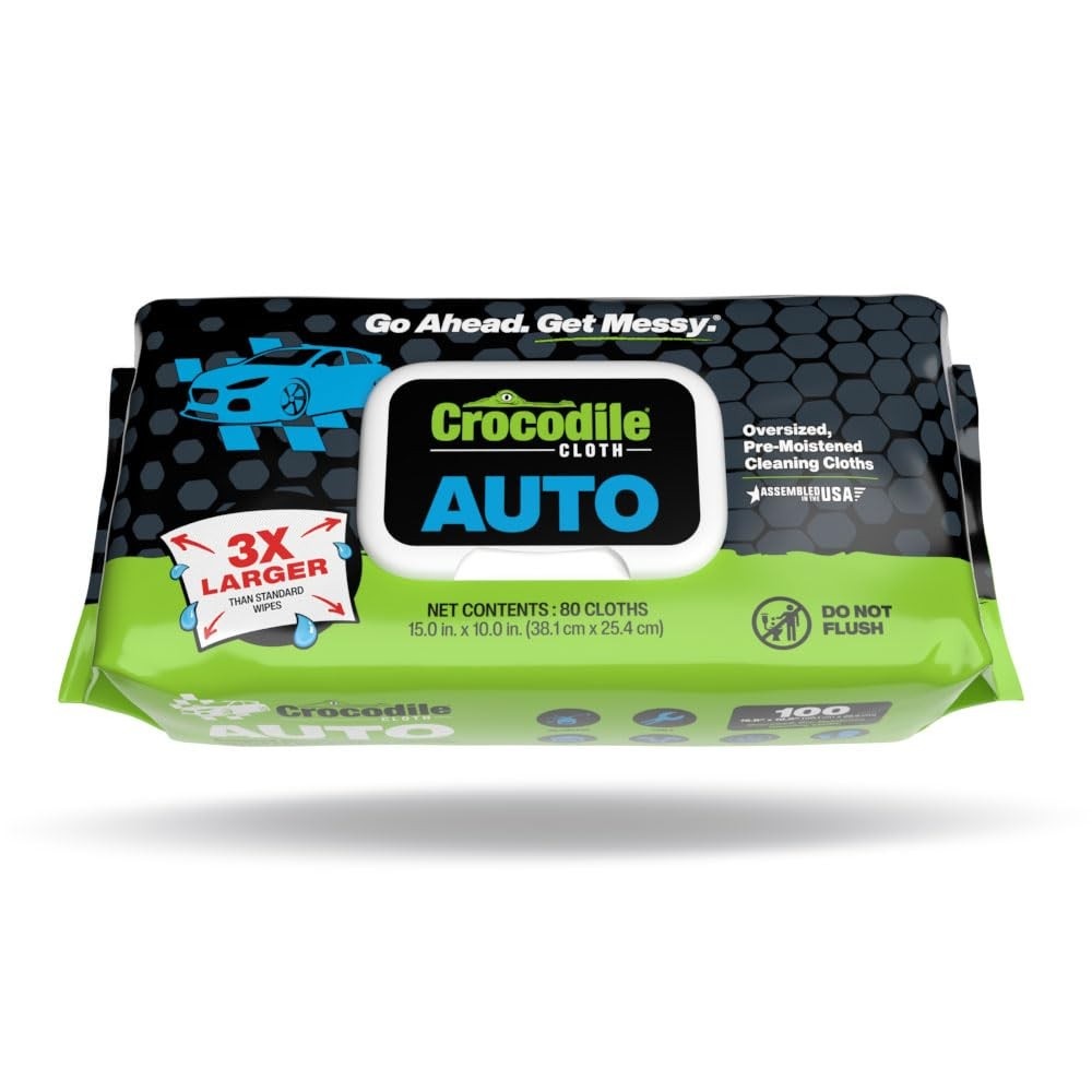 Crocodile Cloth: Lenços Umedecidos Potentes para Limpeza Profunda de Carros - Motor, Carroceria e Pneus