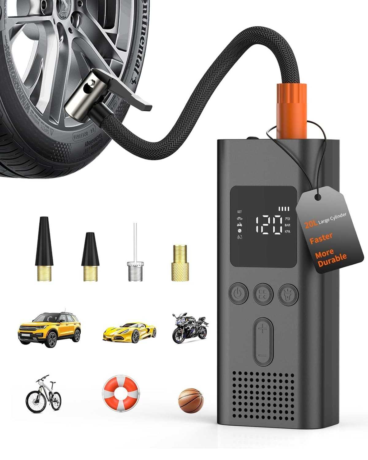 Compressor de Ar Portátil YANTU: Bomba Elétrica Inteligente para Carros e Mais!