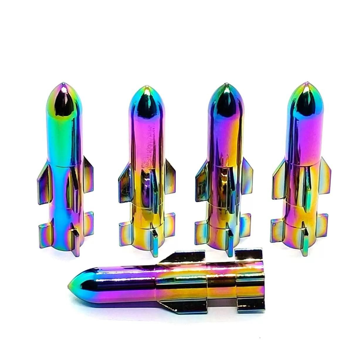 10 peças de carros e bicicletas. Motocicleta. Tampa de válvula colorida universal para veículos elétricos (foguete colorido de 50 mm)