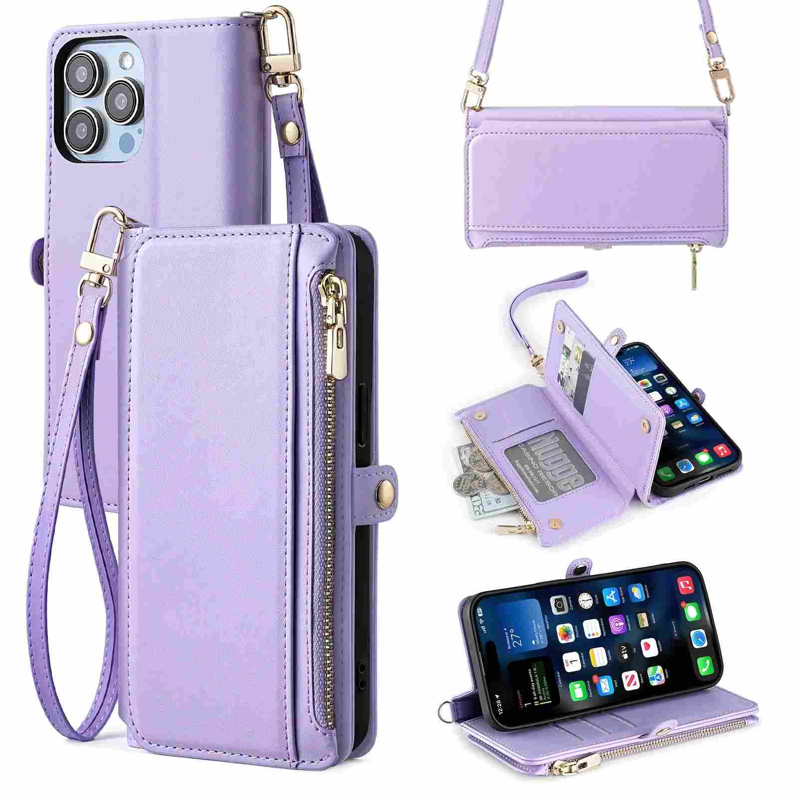Carteira Capa Samsung: Couro, Zipper e 7 Cartões