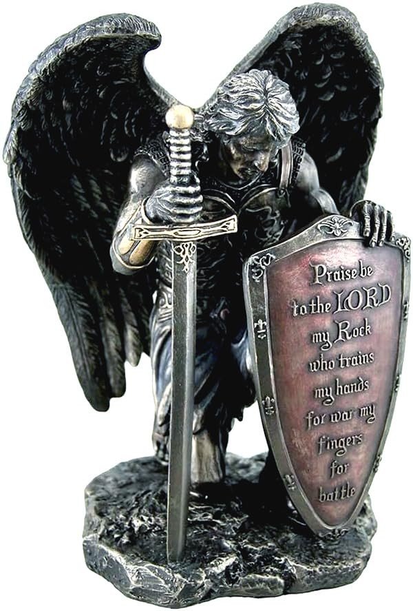 São Miguel Arcanjo Guerreiro Celestial - Imagem Sagrada com Salmo 91 - Decoração Espiritual para Casa
