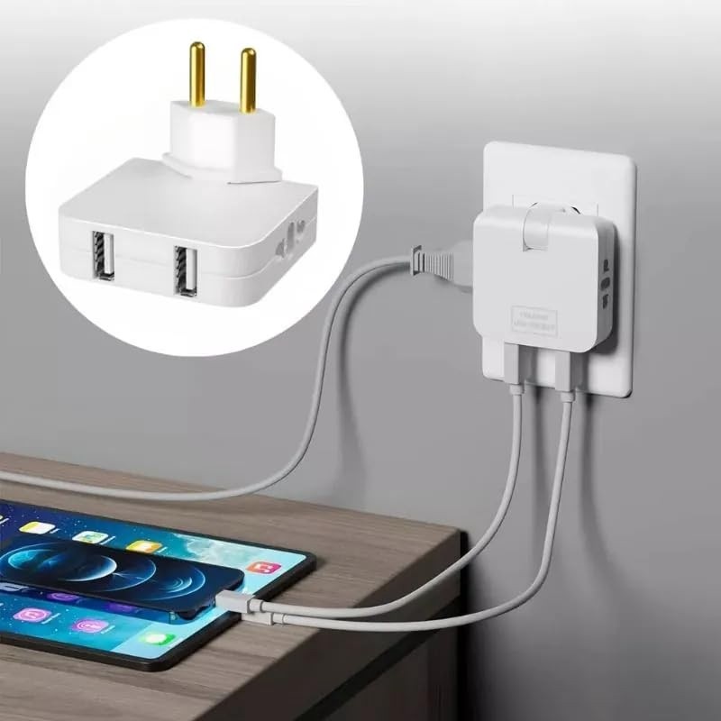 Adaptador Tomada Benjamin Articulado Bivolt 4 Saídas + 2 USB - Viagem e Casa