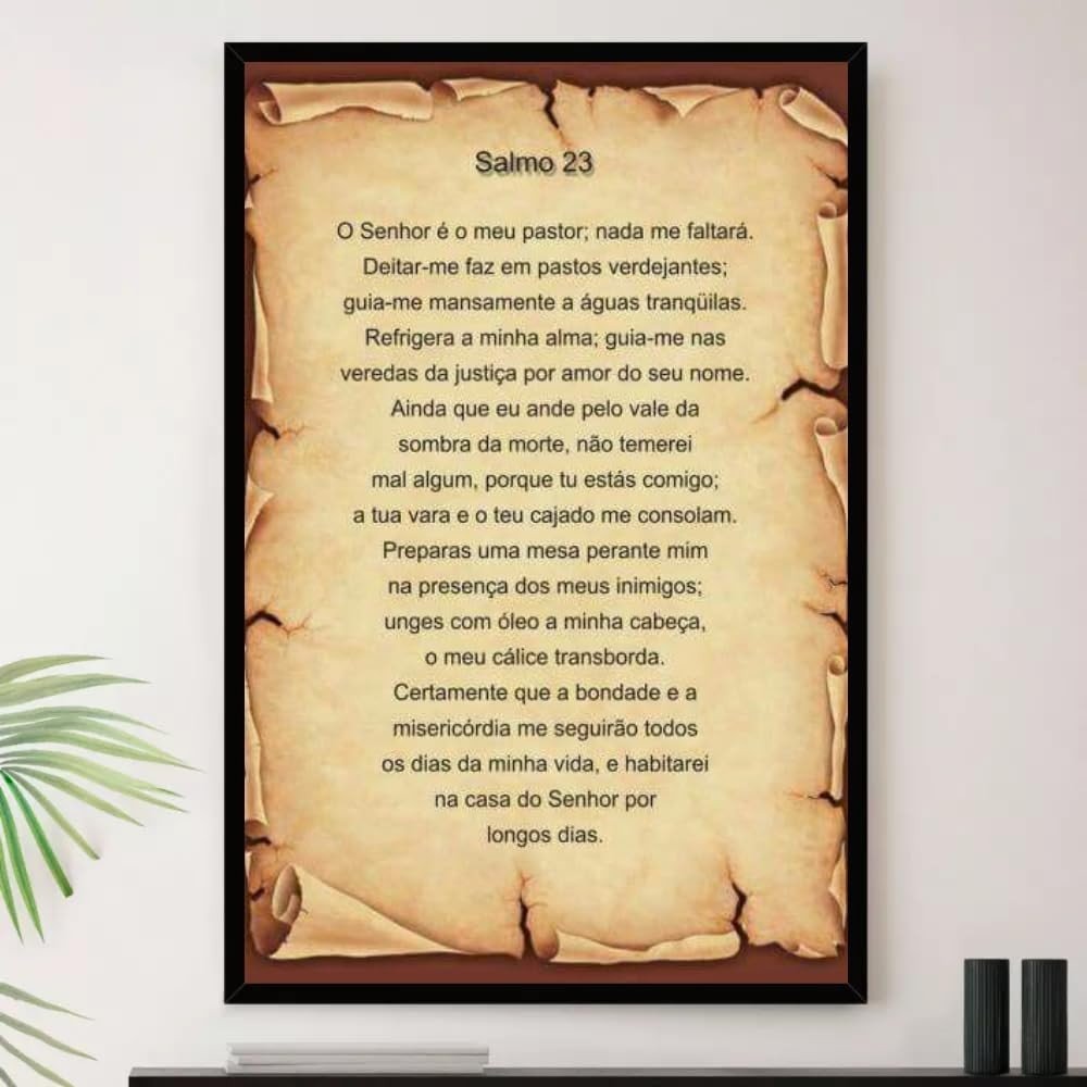 Quadro Decorativo Salmo 23 em Moldura Premium - Fé e Esperança para Sua Casa