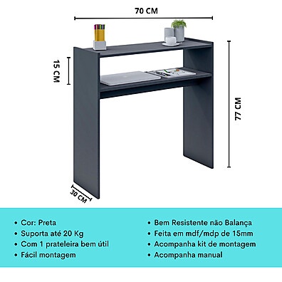 Mesa de Manicure Prática com Prateleira 70cm para Salão e Casa