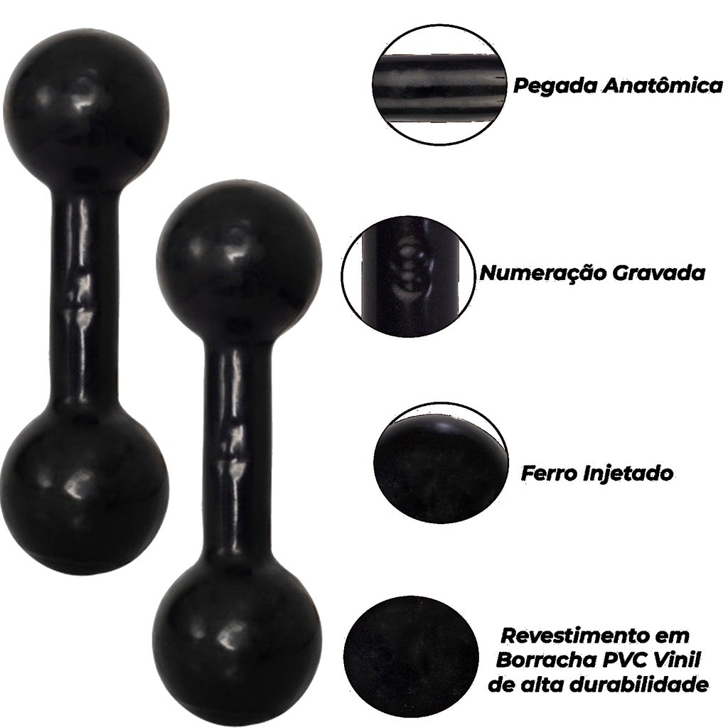 Par de Halter 5kg Emborrachado: Treine em Casa