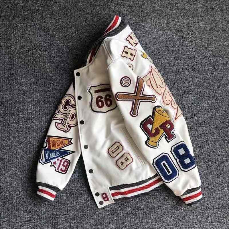 Casaco de Beisebol Masculino PU 2024 com Bordado e Clip – Estilo Europeu