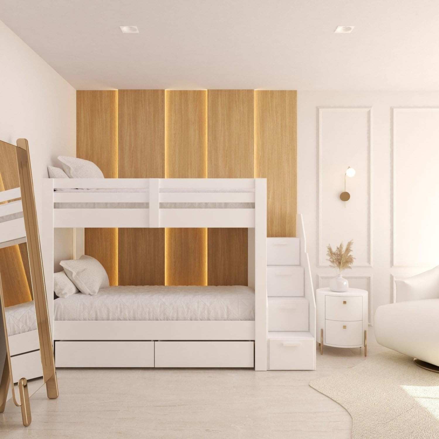 Beliche Solteiro com Gavetões e Nichos - Star Plus Casatema Branco Perfect Wood