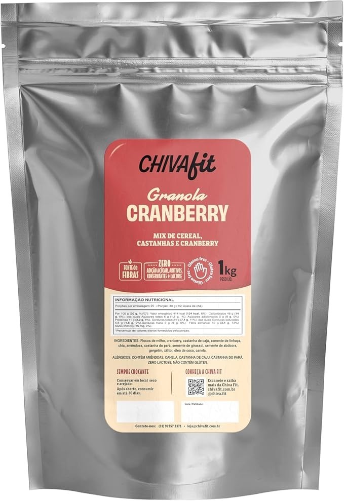 Granola Cranberry 1kg I Chiva Fit - Mix de Castanhas e Cranberry