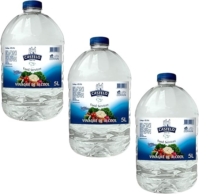 Castelo Vinagre 15L Transparente (Kit 3x5L) – 4% Acidez Para Saladas e Limpeza