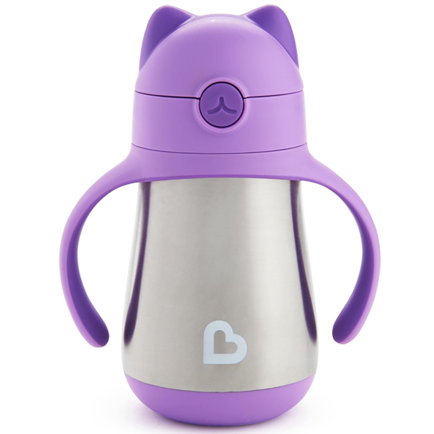 Copo Térmico Inox com Canudo Cool Cat Roxo - Munchkin Antivazamento 237ml