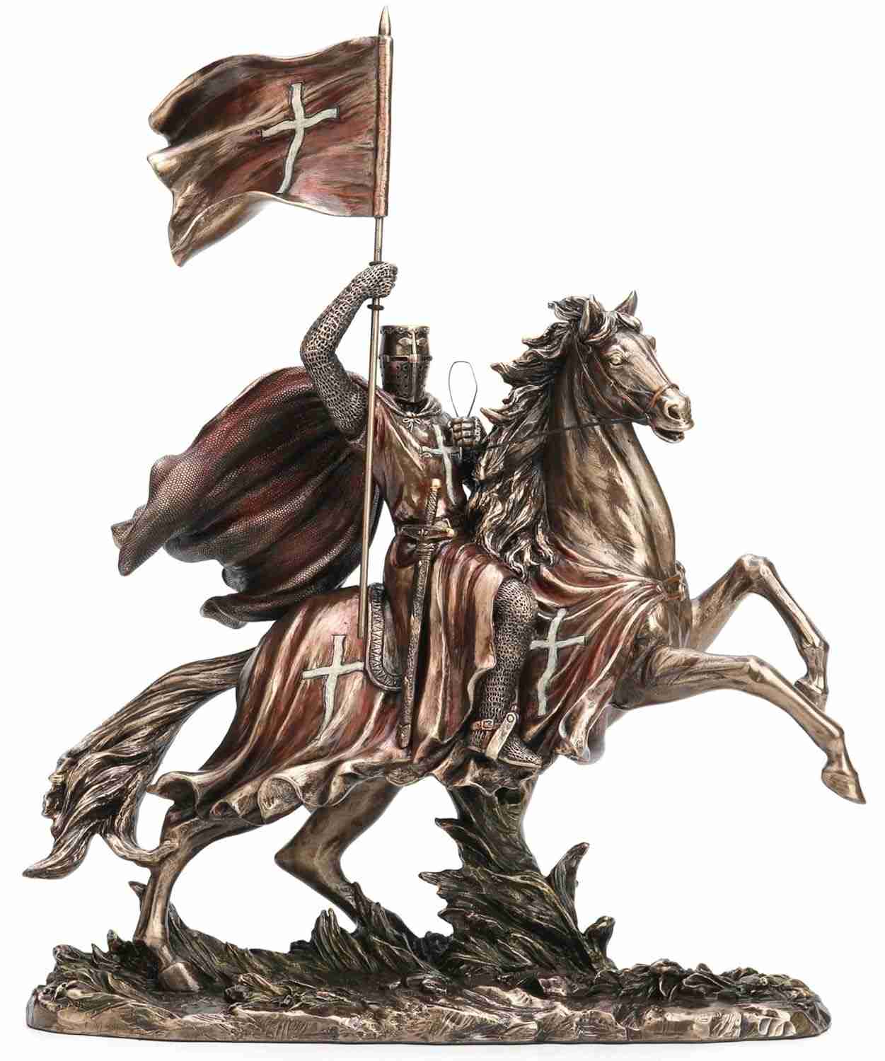 Cavaleiro Medieval Templário com Bandeira Veronese 77709 - Decoração Histórica e Simbólica