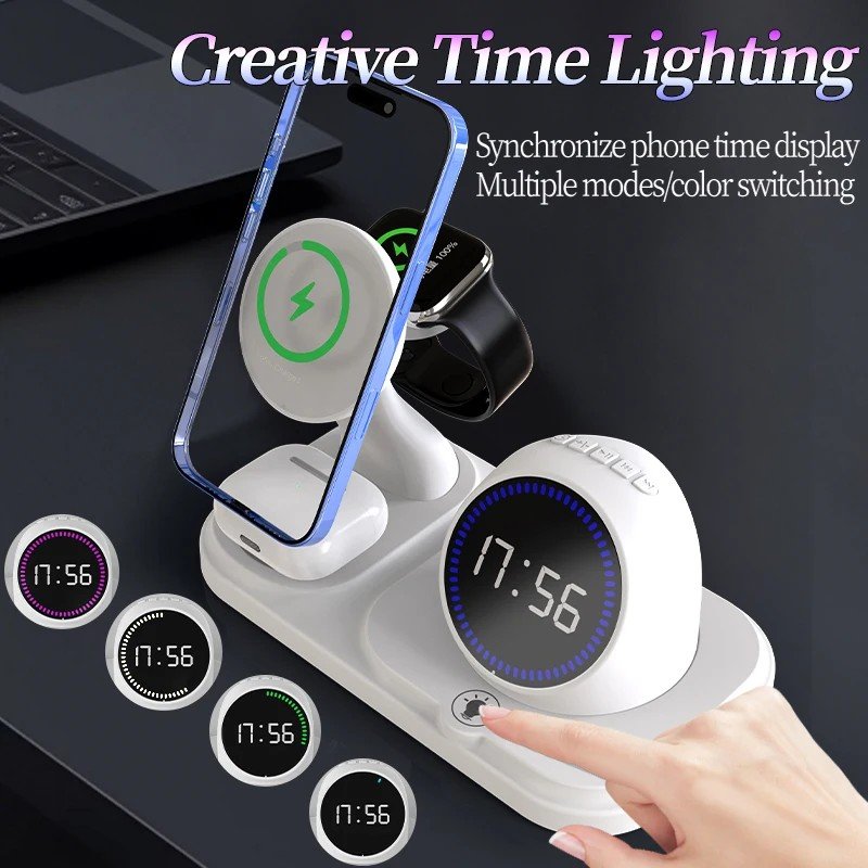 Central de Carga 3 em 1: Carregador Wireless + Bluetooth