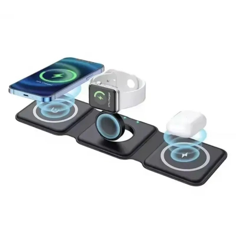 Central de Carga 3 em 1: Wireless, Dobrável e Rápida!