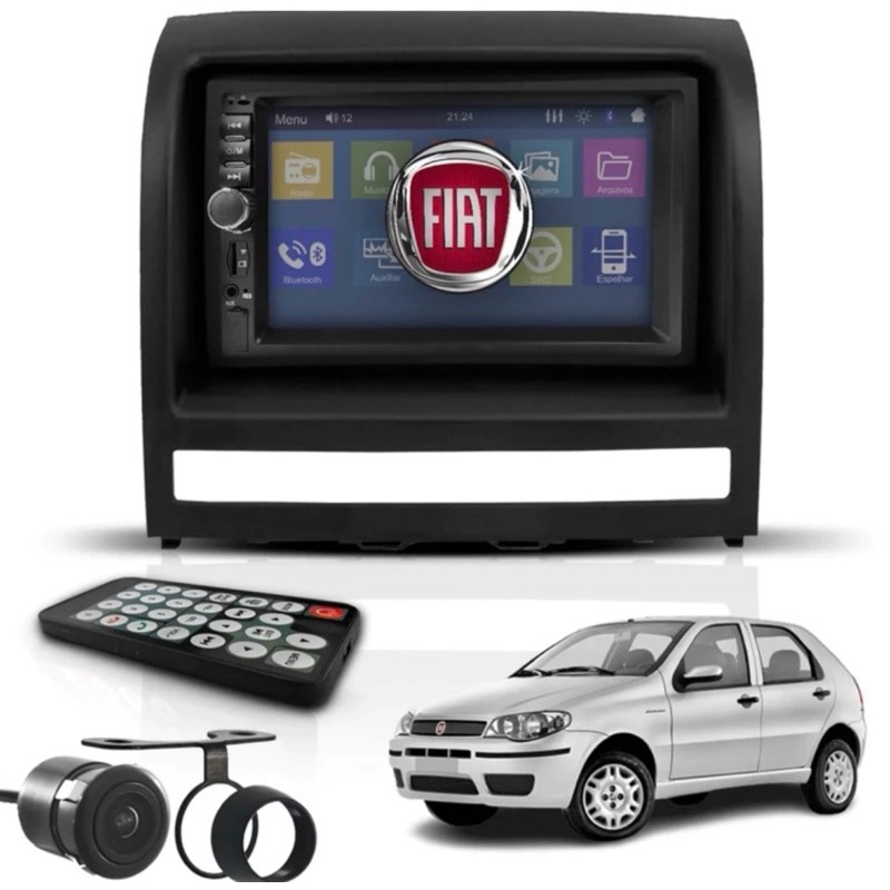 Central Multimídia 2DIN Palio/Strada: Bluetooth e Câmera de Ré!