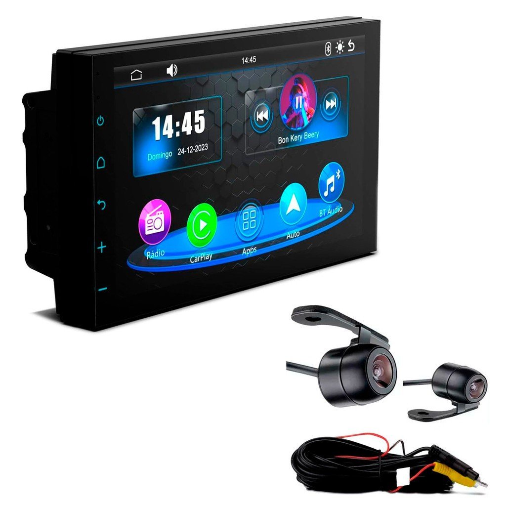 Central Multimídia 7" CarPlay/Android: Conecte-se!