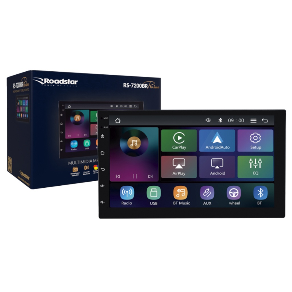 Central Multimídia 7" Roadstar RS7200BR: CarPlay Sem Fio!