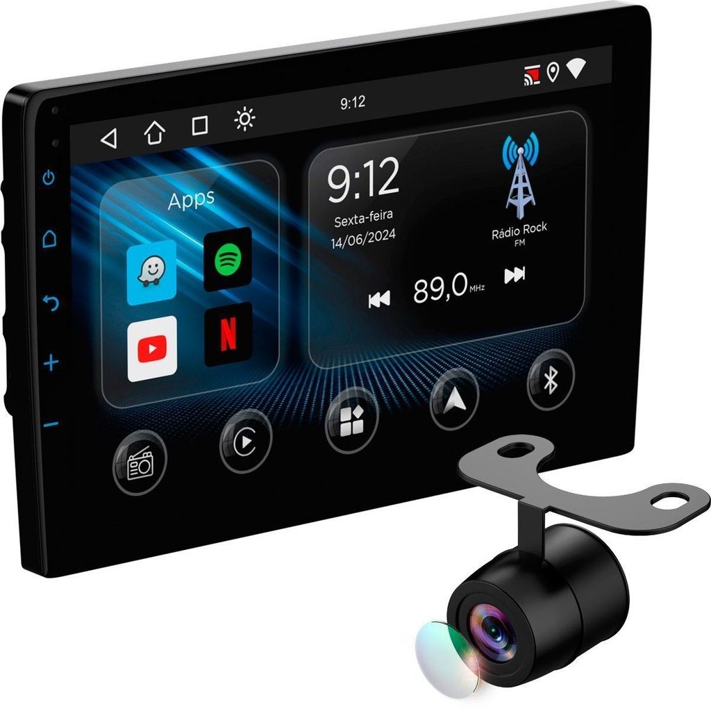 Central Multimídia 9” Android Auto & CarPlay WKAD9