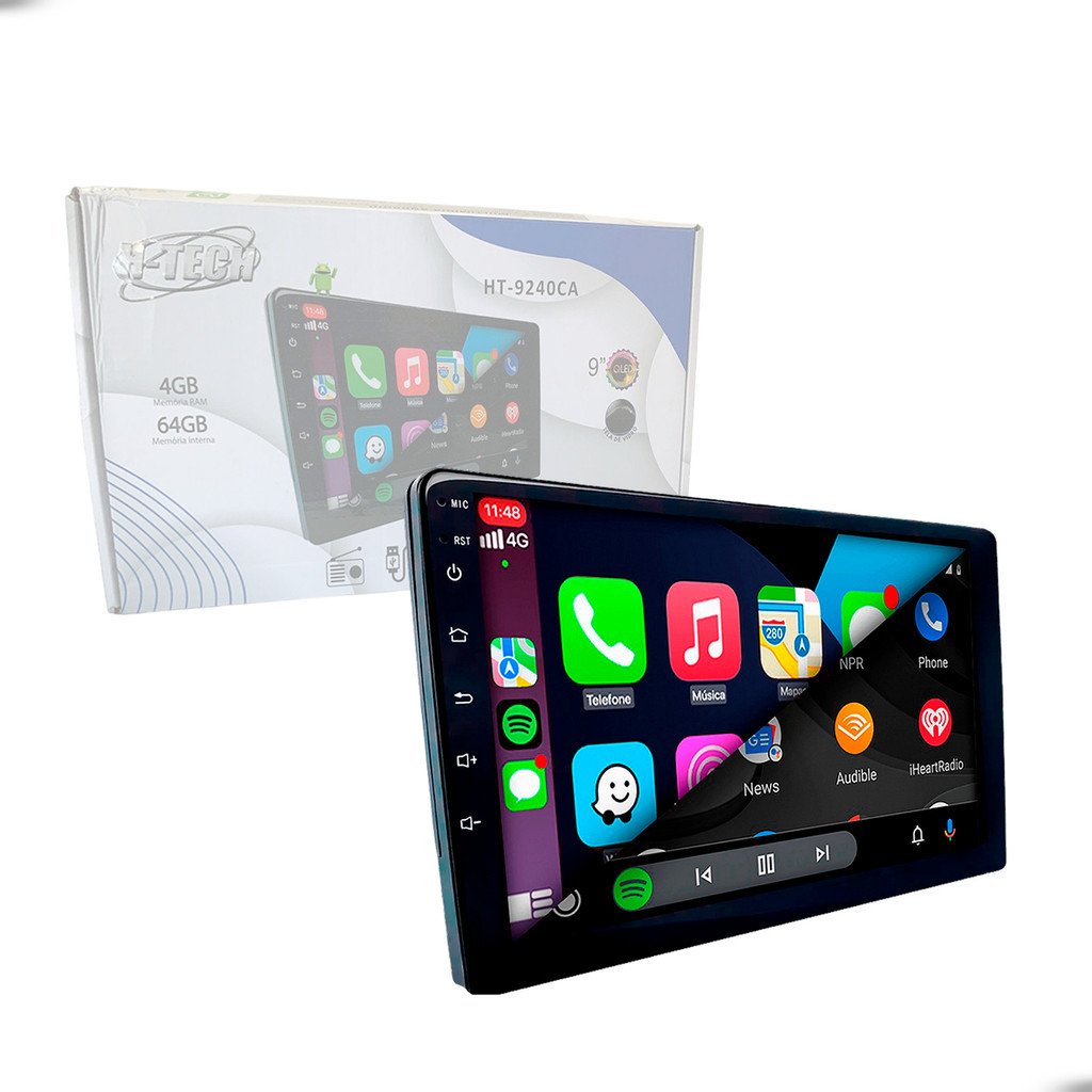 Central Multimídia 9" Android H-Tech: CarPlay & GPS