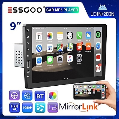 Central Multimídia 9" Essgoo: Bluetooth, Espelhamento e Câmera!