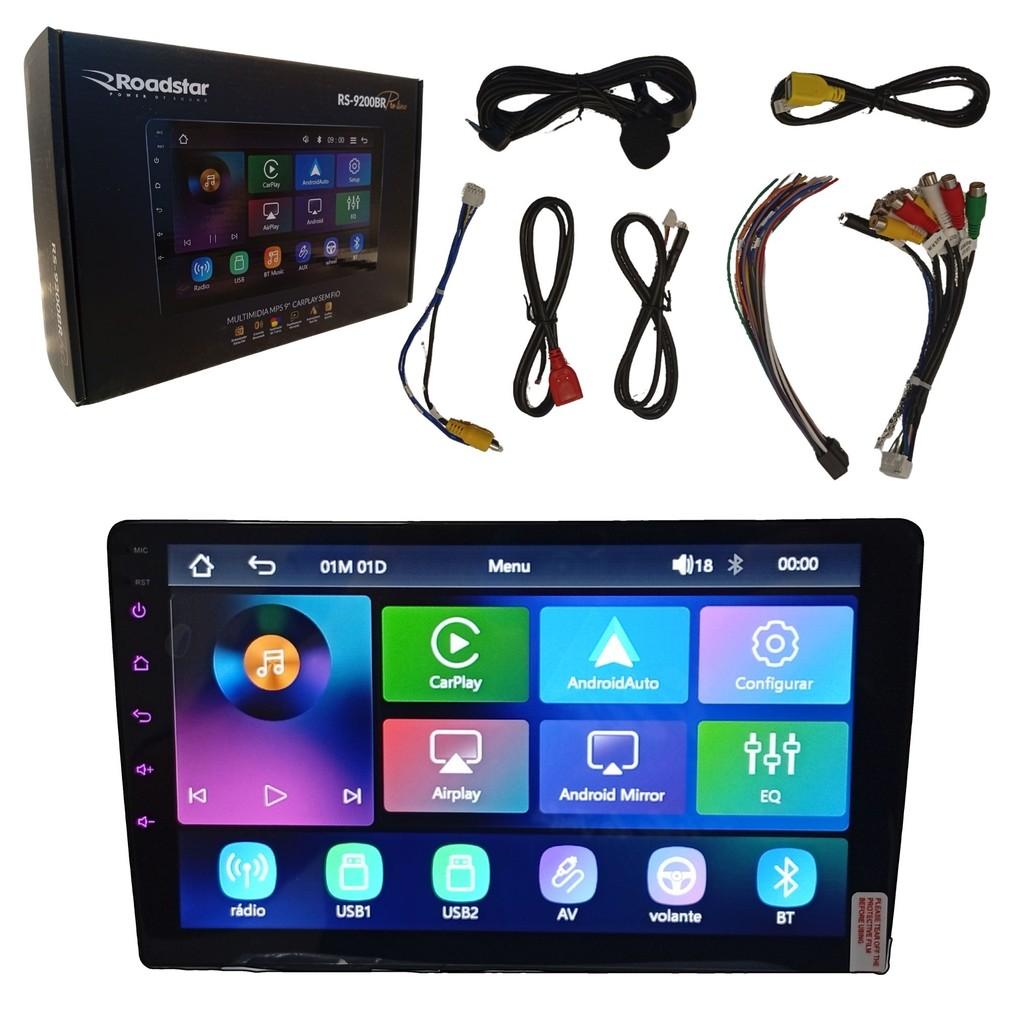 Central Multimídia 9" Sem Fio: CarPlay & Android Auto