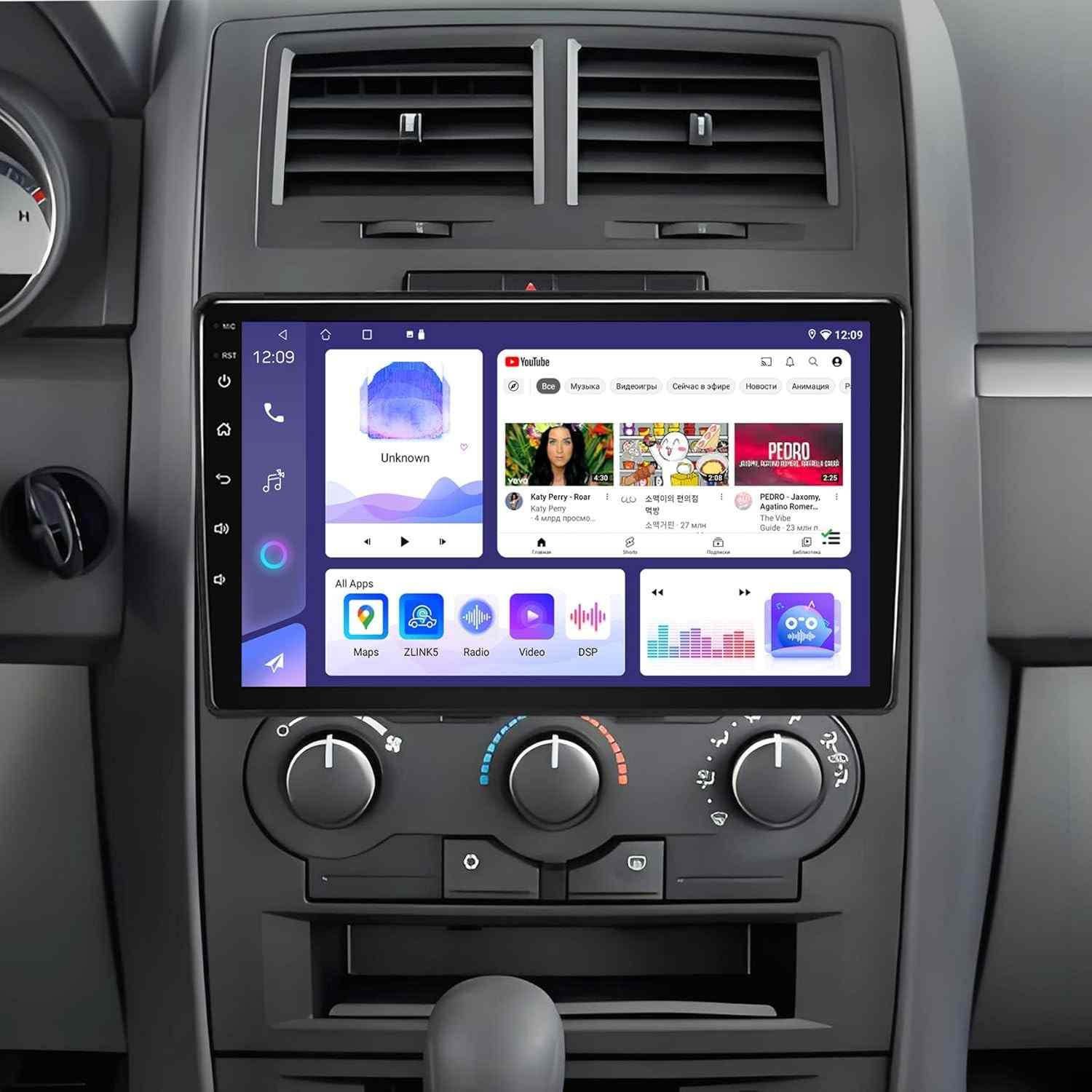 Central Multimídia 10" Android 13 para Dodge Ram e Jeep Wrangler (2009-2017) com CarPlay, Android Auto e Câmera AHD