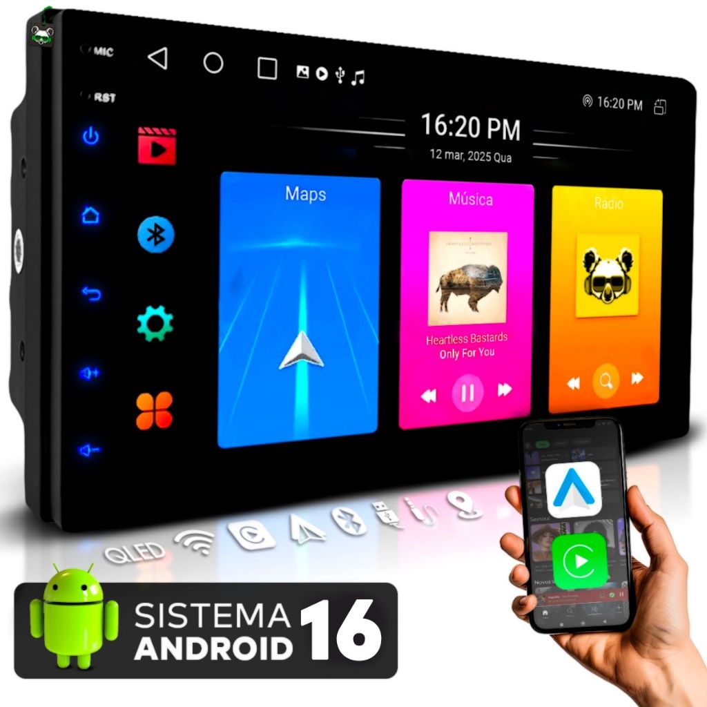 Central Multimídia Android 7” QLED: Conecte-se!