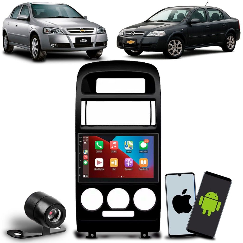 Central Multimídia Astra: Carplay & Android Auto 7"