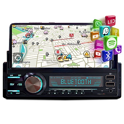 Central Multimídia Automotiva USB Bluetooth
