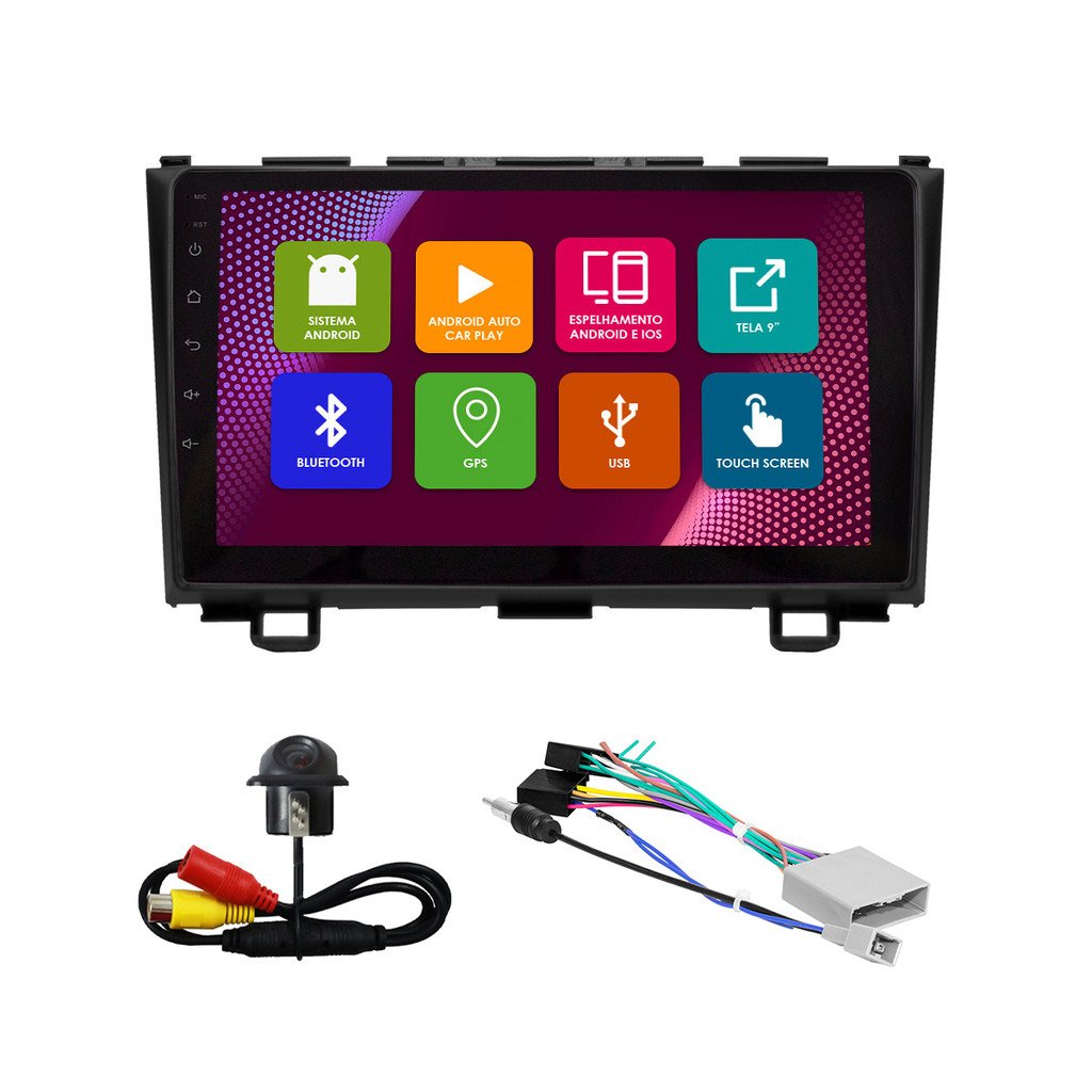Central Multimídia CR-V 2008-2011: Android 9", Wifi e GPS