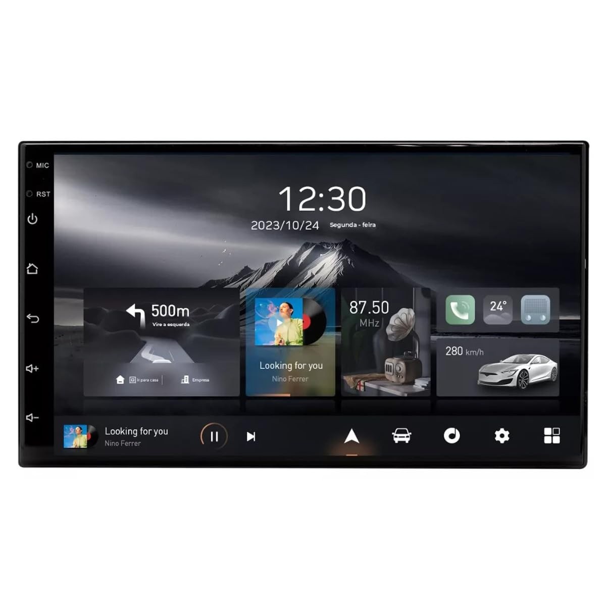 Central Multimídia Universal 7" QLED Android 14: Carplay, Android Auto e GPS Offline
