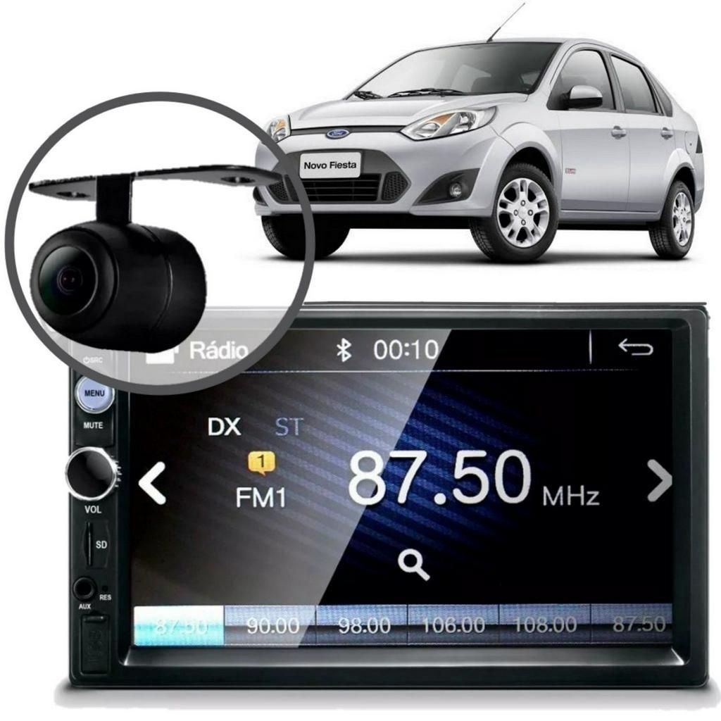 Central Multimídia MP5 para Ford Fiesta Sedan 2005 com Câmera, Bluetooth e Espelhamento