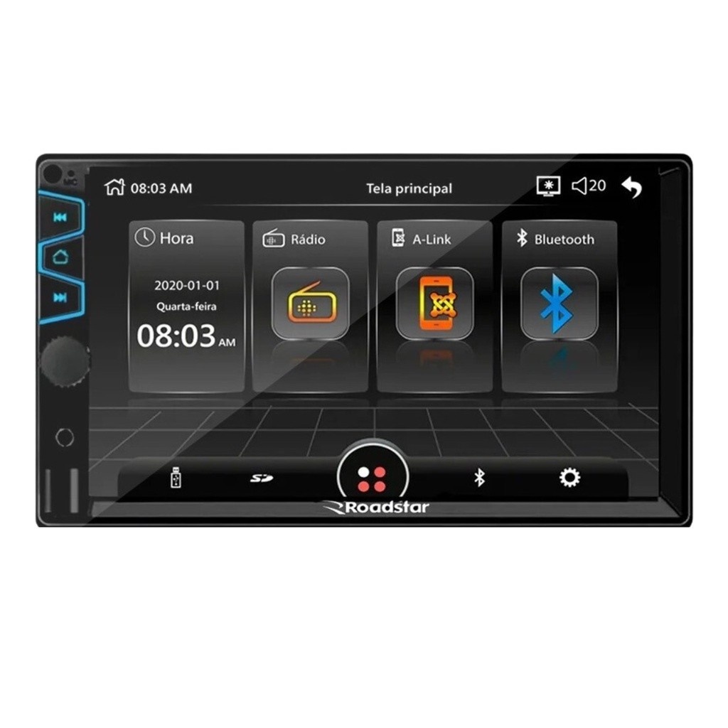 Central Multimídia Roadstar: Tela 7" + Bluetooth