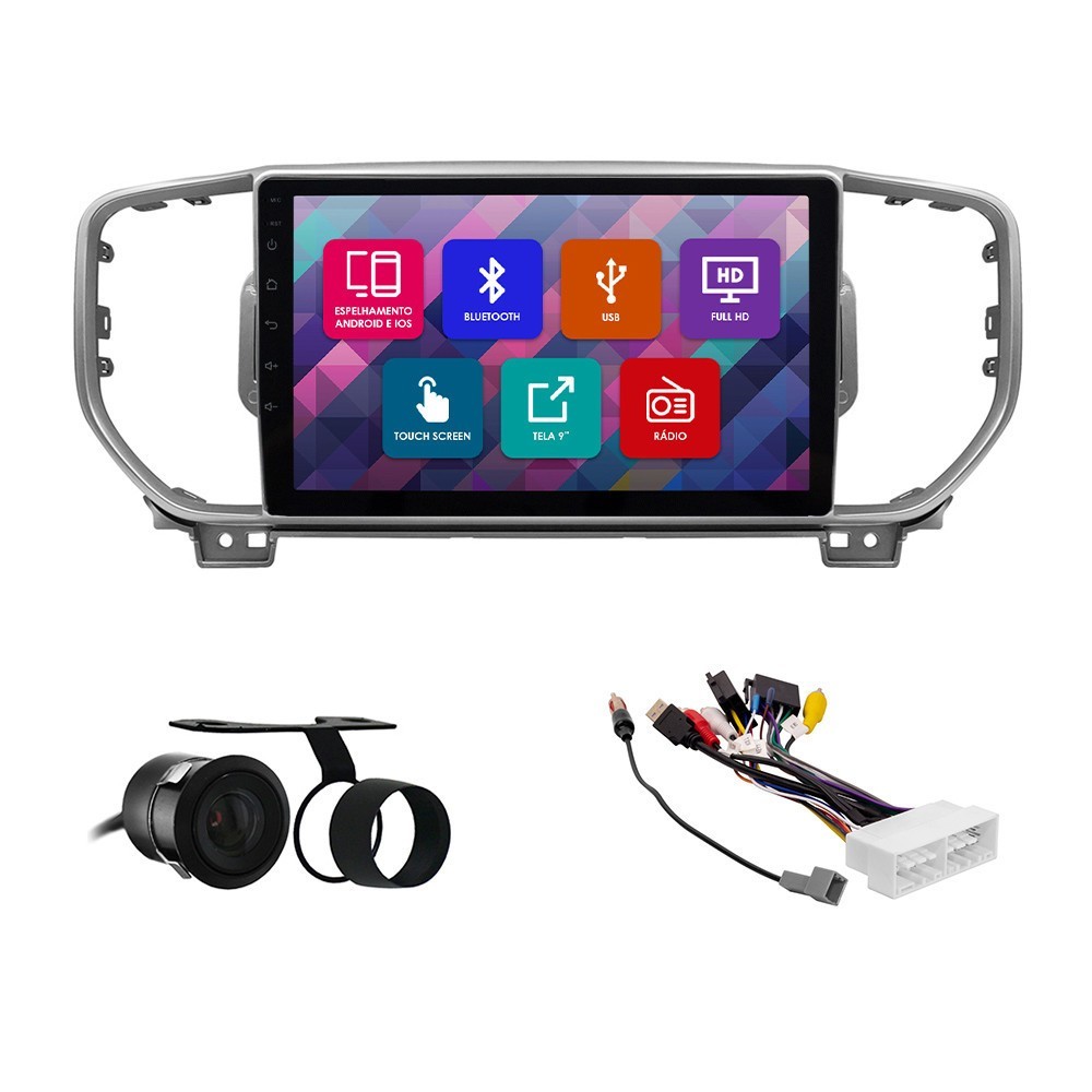 Central Multimídia Sportage: 9” + Câmera Ré