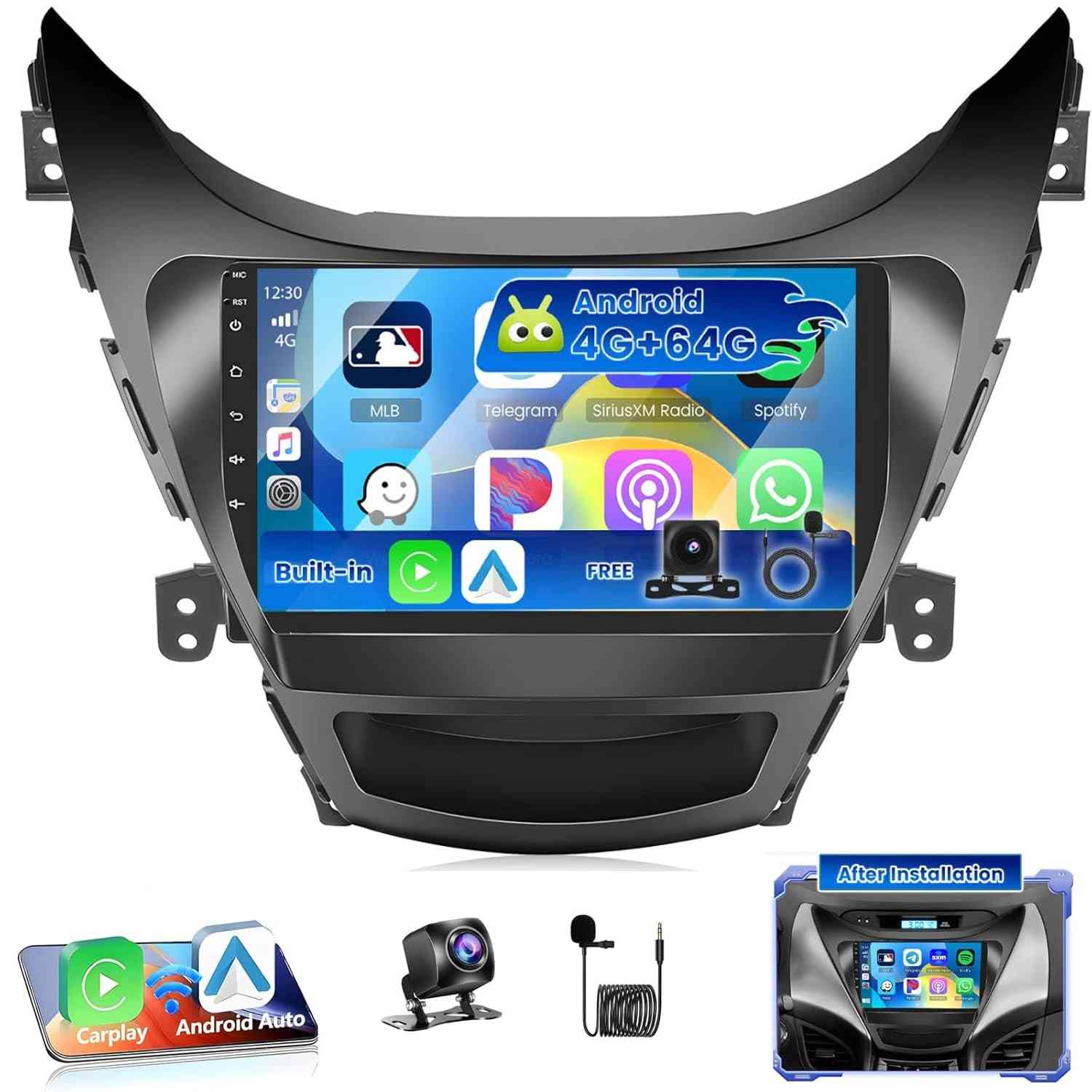 Central Multimídia Android 15 para Hyundai Elantra 2011-2013: Tela 23cm, Carplay Sem Fio, GPS 5G e Mais!