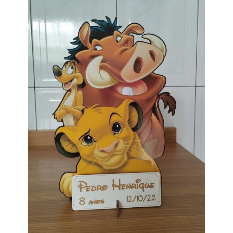 Centro de Mesa Simba Timão e Pumba Personalizado para Eventos