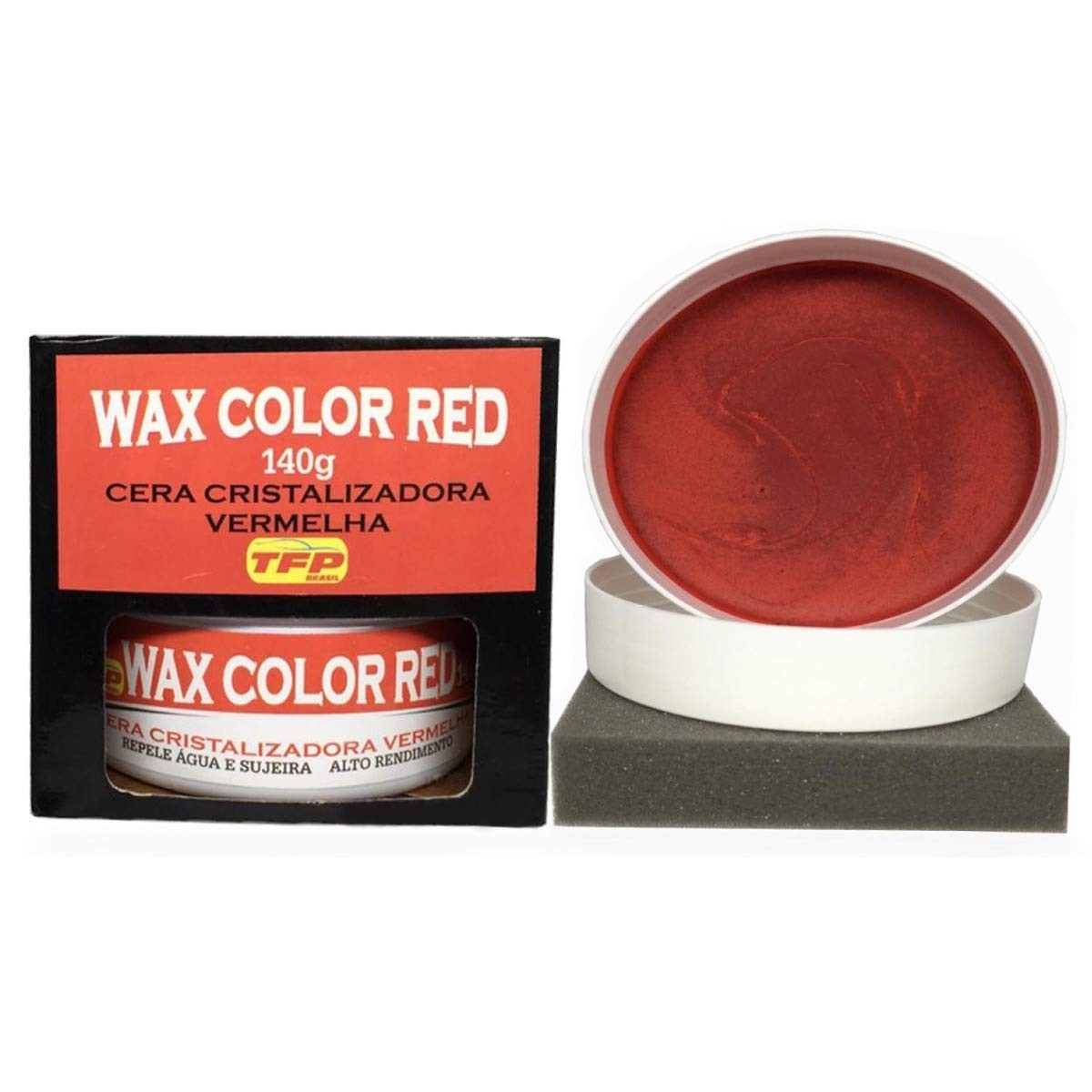 Cera Cristalizadora Wax Color Red para Carros Vermelhos - Brilho Intenso e Proteção Duradoura 140g