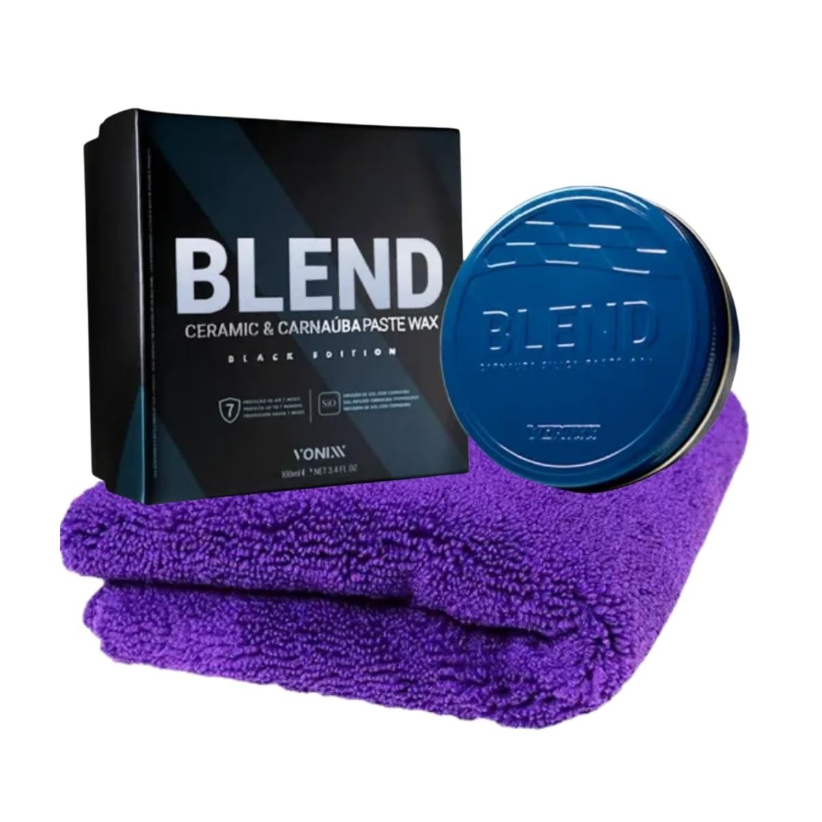 Blend Black Edition Pasta Cera Cerâmica + Toalha Microfibra 350GSM - Kit Completo para Brilho e Proteção do Carro