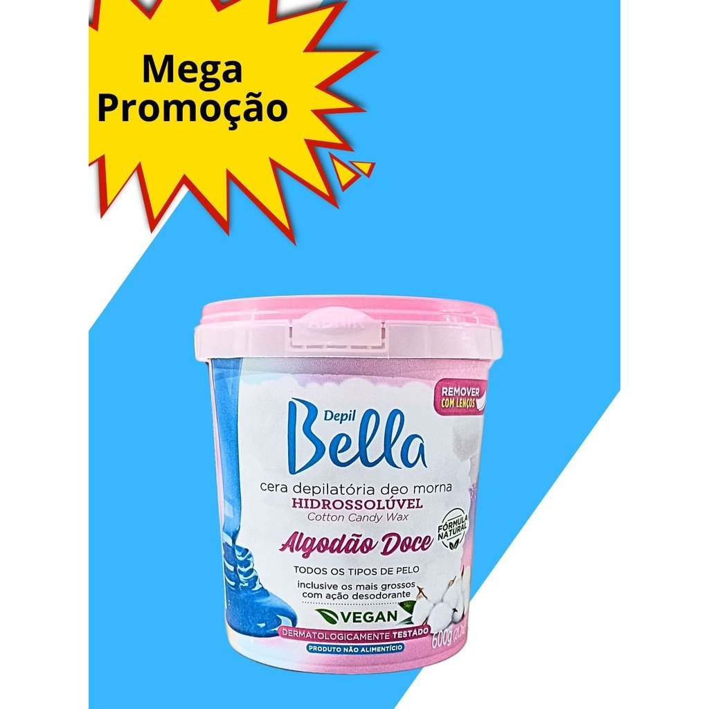 Cera Hidrossolúvel Depil Bella Algodão Doce 600g – Depilação Suave e Ecológica