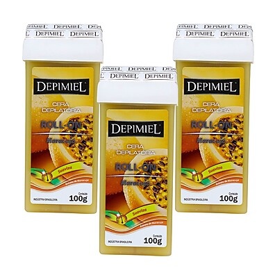Cera Roll-on Maracujá Depimiel: Kit com 3 Refis