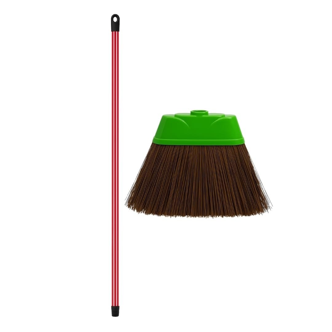 Vassoura de Piaçava 30cm com Base Plástica Reforçada - Cabo Incluso, Cerdas Firmes para Limpeza Pesada