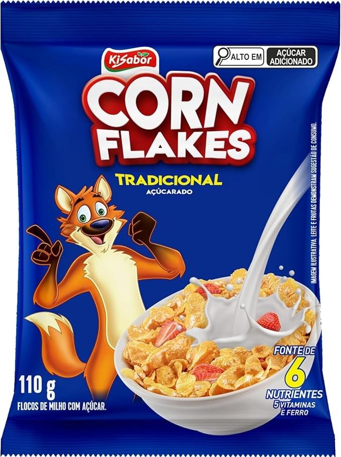KiSabor, Corn Flakes, Tradicional, Açucarado, Cereal Matinal, 110 Gramas