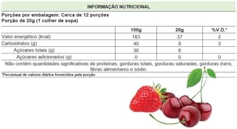 GELEIA DE CEREJA COM MORANGO SAUDÁVEL VEGANA ZERO AÇÚCAR 100% FRUTA PURO & LEVE