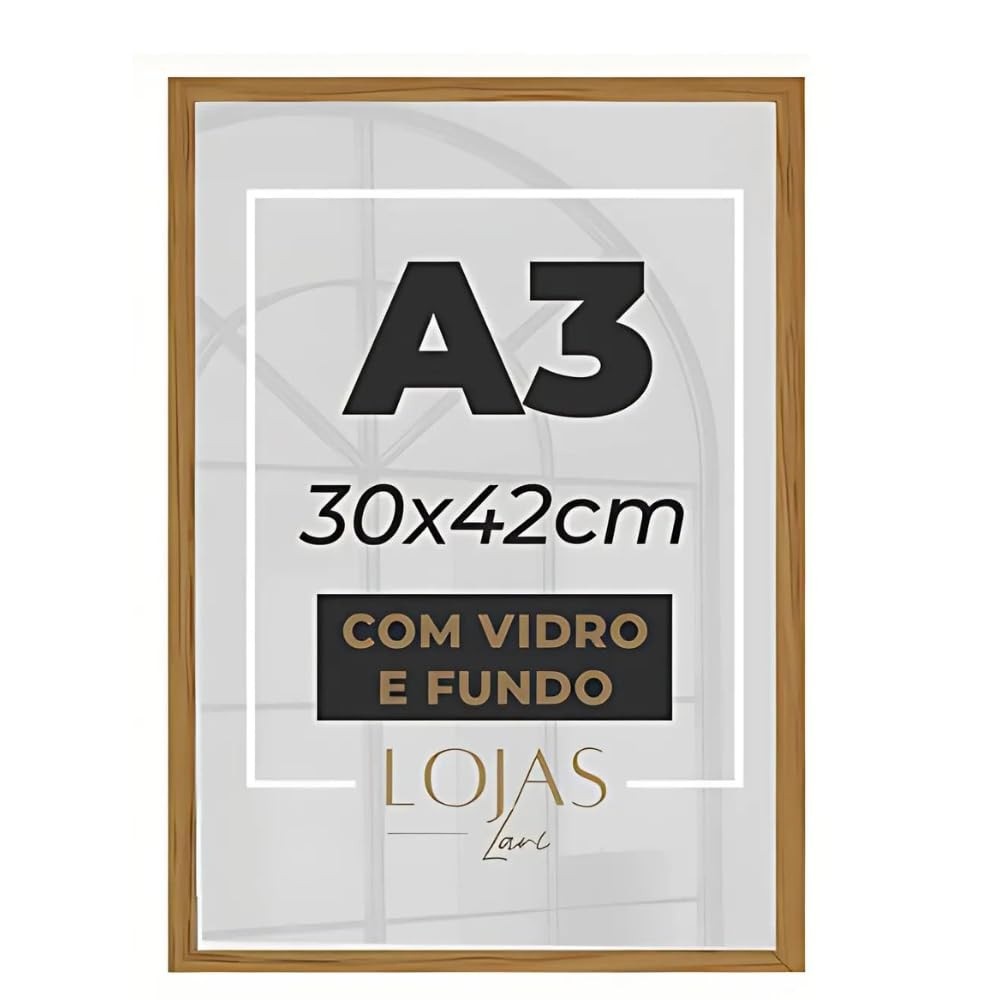 Kit 3 Quadros A3 com Vidro - Moldura Marrom para Diplomas e Certificados