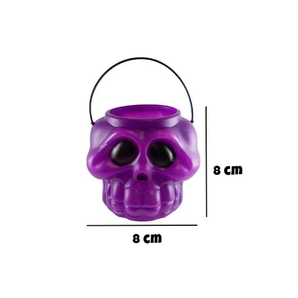 Cesta Caveira Halloween Infantil Roxa: Diversão Assustadora!