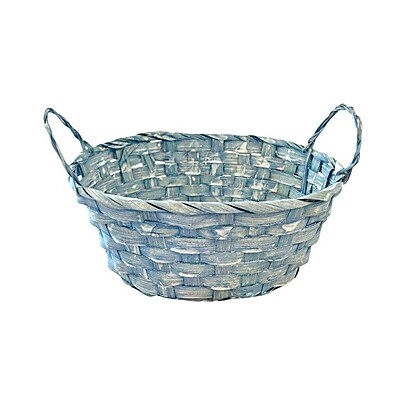 Cesta de Bambu Oval Azul 18cm: Decore com Charme!