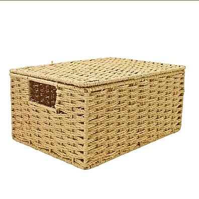 Cesta Wayana com Tampa de Fibra Natural – Decoração Sustentável